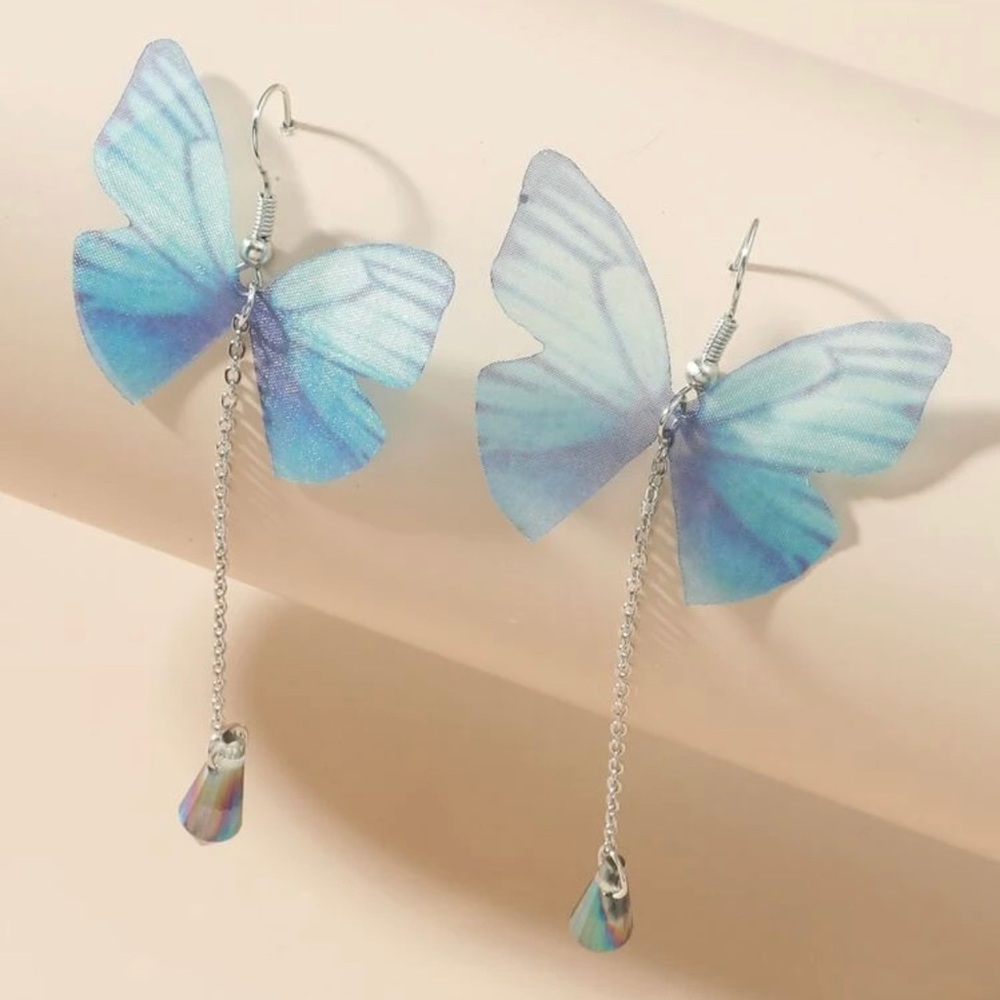 Blue Butterfly drop earrings